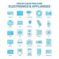 elektronik och apparater blå tona ikon packa 25 ikon uppsättningar vektor