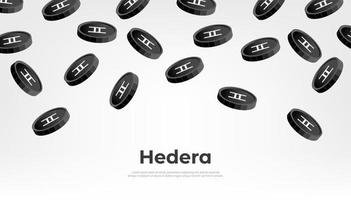 Hedera-Münze, die vom Himmel fällt. Bannerhintergrund des HBAR-Kryptowährungskonzepts. vektor