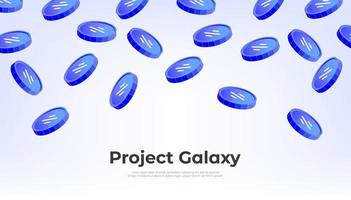 Projekt-Galaxie-Münze, die vom Himmel fällt. gal kryptowährungskonzept banner hintergrund. vektor