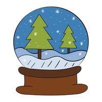 snö klot med jul träd, vektor illustration..
