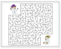 ein Puzzlespiel für Kinder, gehen Sie durch das Labyrinth. einen Schneemann ausgeben. vektor