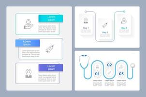 Infografik-Diagrammdesign-Vorlagen für die Bedeutung der öffentlichen Gesundheit festgelegt. bearbeitbares Infochart mit Symbolen. Anweisungsgrafiken mit 3-Schritt-Sequenz. visuelle Daten vektor