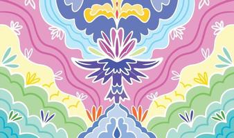 färgrik kronblad vingar botanisk och fågel djur- tema vektor bakgrund. illustration för hemsida eller social media posta tapet med pastell Färg och enkel platt konst teckning isolerat.