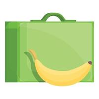 Schule-Frühstück-Bananen-Box-Symbol, Cartoon-Stil vektor