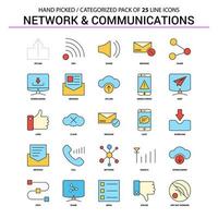 Netzwerk und Kommunikation Flat Line Icon Set Business Concept Icons Design vektor