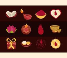 Bhai Dooj Feier Icon Set vektor