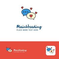 kreatives romantisches chat-logo-design flacher farblogoplatz für tagline-vektorillustration vektor