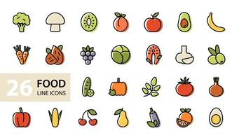 friska mat Färg ikoner uppsättning vektor