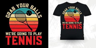 Tennis-T - Shirtentwurf des professionellen Tennisspielers lustiger retro Vintager vektor