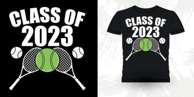 senior klass av 2023 professionell tennis spelare rolig retro årgång tennis t-shirt design vektor