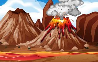Vulkanausbruch in der Naturszene tagsüber vektor