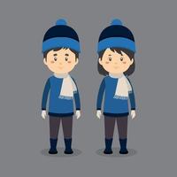 Paar Charaktere in Winterkleidung