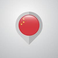 Kartennavigationszeiger mit China-Flaggendesignvektor vektor