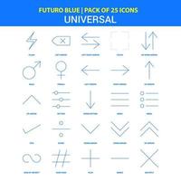 universell ikoner futuro blå 25 ikon packa vektor