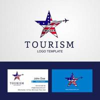 Reise-Bikini-Atoll-Flagge kreatives Star-Logo und Visitenkarten-Design vektor