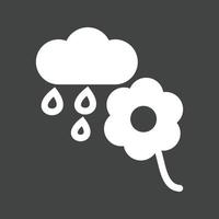 blomma med regn glyf omvänd ikon vektor