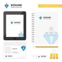 diamant företag logotyp flik app dagbok PVC anställd kort och uSB varumärke stationär paket design vektor mall