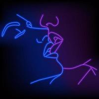 Neonsilhouette eines Mädchens. Vektor-Illustration. vektor