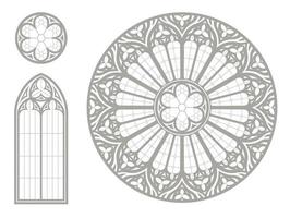 medeltida gotik färgade glas runda fönster textur vektor