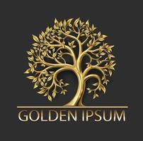 goldener dekorativer märchenbaum rundes logo-emblem vektor