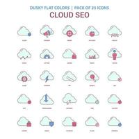 Wolke SEO Symbol düstere flache Farbe Vintage 25 Icon Pack vektor