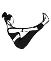 kvinna håller på med övning i yoga utgör. vektor silhuett illustration isolerat på vit bakgrund. båt utgör. internationell yoga dag begrepp. yoga logotyp