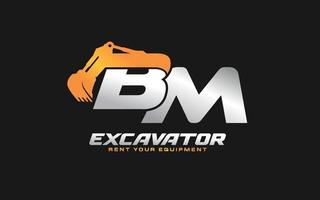 bm logotyp grävmaskin för konstruktion företag. tung Utrustning mall vektor illustration för din varumärke.