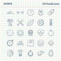 Sport 25 Doodle-Symbole handgezeichnetes Business-Icon-Set vektor