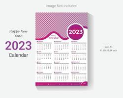 2023 Wandkalender-Designvorlage für das neue Jahr. einfach bearbeitbares business einseitiges frohes neues jahr kalenderlayout. vektor