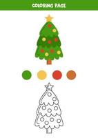 Farbe süßer Weihnachtsbaum. Arbeitsblatt für Kinder. vektor