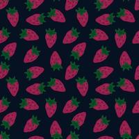 Freihändige Erdbeeren nahtloses Muster. Doodle Erdbeer endlose Tapete. vektor