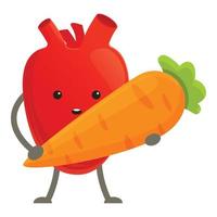 gesundes Herz mit Karotten-Symbol, Cartoon-Stil vektor
