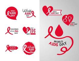 World Aids Day Awareness Icon Collection vektor