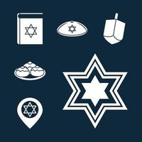 Hanukkah, judisk traditionell ceremoni siluett Ikonuppsättning vektor