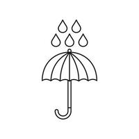 paraply och regn droppar ikon, översikt stil vektor