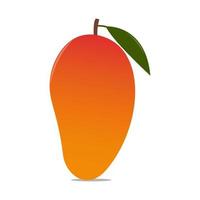 Mango ganze reife Frucht mit Blättern auf weißem Hintergrund. Vektor-Illustration. Folge 10. vektor