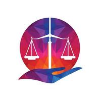 Logo-Designvorlage für die Rechtspflege. Balance-Logo-Design in Bezug auf Anwalt, Anwaltskanzlei oder Anwälte. vektor