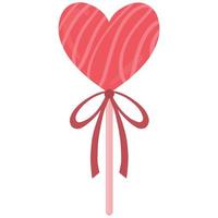 Süßigkeiten in Form eines Herzens am Stiel. Süßigkeiten zum Thema Valentinstag. Vektorsüßigkeit in Form eines Herzens. vektor