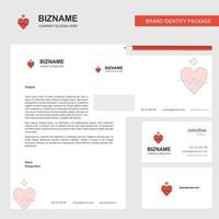 Herzfrequenz-Business-Briefkopf-Umschlag und Visitenkarten-Design-Vektorvorlage vektor