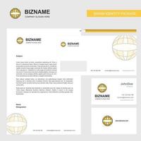 Globus Business Briefkopf Umschlag und Visitenkarte Design Vektorvorlage vektor