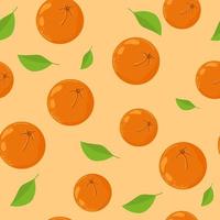 handgezeichnetes nahtloses Muster der Frucht mit Orange, Vektorillustration, auf Hintergrund. vektor
