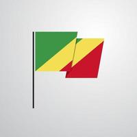 republik kongo wehende flaggendesignvektor vektor