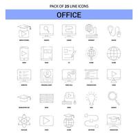 Office Line Icon Set 25 gestrichelter Umrissstil vektor