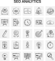 25 handgezeichnetes SEO-Analytics-Icon-Set grauer Hintergrund Vektor-Doodle vektor