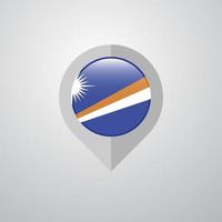 Kartennavigationszeiger mit Flaggendesignvektor der Marshallinseln vektor