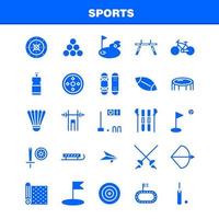 Sport Solid Glyph Icon Pack für Designer und Entwickler Ikonen des Mattensports Sport Yoga Billard Pool Snooker Sport Vektor