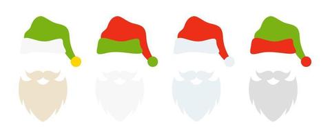 skägg med jul hatt på vit bakgrund vektor