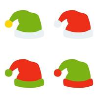 Satz von Weihnachtsmann-Hut isoliert auf weißem Hintergrund vektor