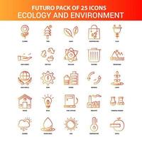 Orange futuro 25 Symbolsatz für Ökologie und Umwelt vektor