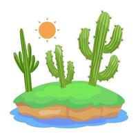 Die flache Illustration der Kaktusinsel ist für die Premium-Nutzung verfügbar vektor